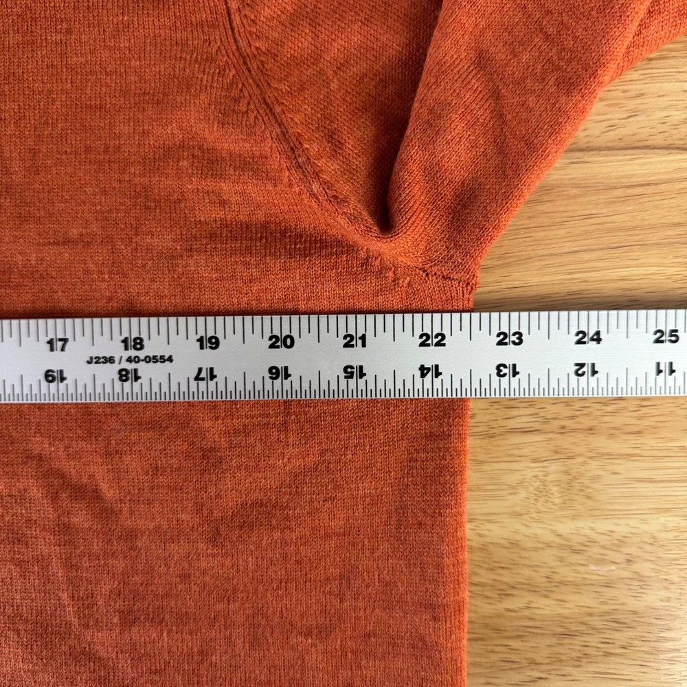 Brooks Brothers Mens Large Orange Merino Wool Blend Stretch Crewneck Sweater - Picture 4 of 6